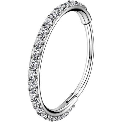 18G 20G Nose Ring Hoops CZ Line Clicker Stainless Steel Earring