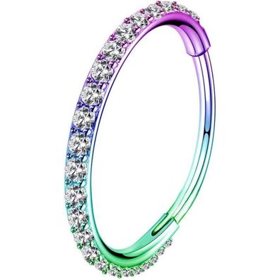 18G 20G Nose Ring Hoops CZ Line Daith Tragus Earring Stainless Steel