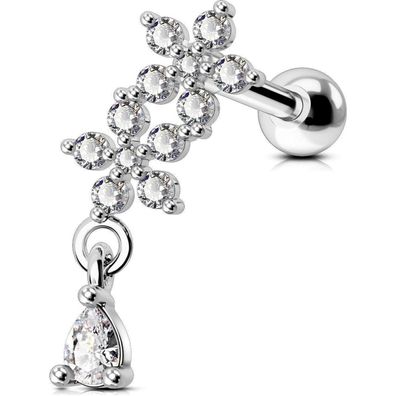 16G Dangle Helix Piercings Chirurgenstahl Conch Tragus Studs CZ Gold Silber