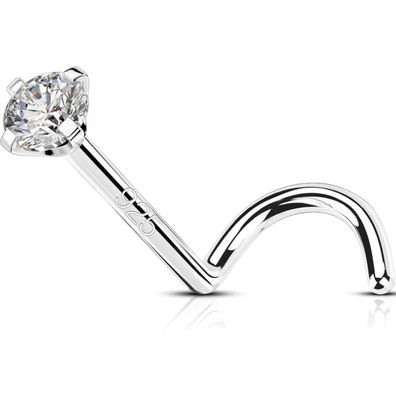 Nasenpiercing Silber 925 20G Nose Ring 2mm CZ Nasenstecker Männer Frauen Earring