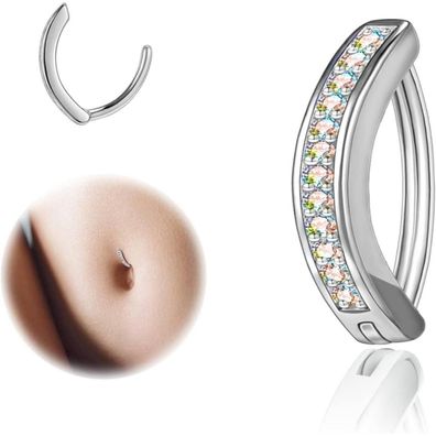 Clicker Bauchnabelpiercing 14G Diamanten Silber 925 Frauen Schmuck
