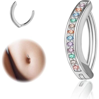 ZS 14G Clicker Bauchnabelpiercing Frauen Diamanten Silber 925 Piercing Schmuck