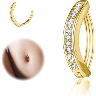 14G Silber 925 Diamanten Clicker Bauchnabelpiercing Frauen