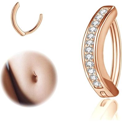 ZS 14G Diamanten Bauchnabelpiercing Silber 925 Clicker Piercing