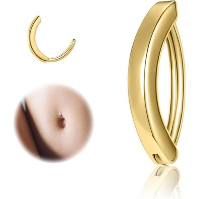 ZS 14G Clicker Piercing Bauchnabel Silber 925 Reverse Curved Barbell