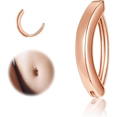 ZS 14G Clicker Piercing Bauchnabel Silber 925 Reverse Curved Nabel Barbell