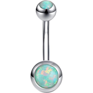 14G Bauchnabelpiercing mit Opal, Edelstahl, gebogen, Körperpiercing für Frauen