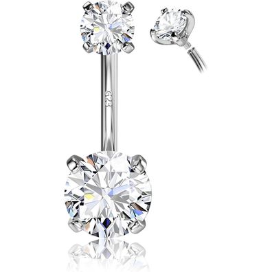 14G 925 Silber Bauchnabelpiercing Titan Gold Zirkonia Nabelpiercing 6-12mm
