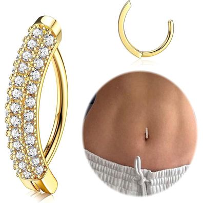 Bauchnabelpiercing Gold Chirurgenstahl Zirkonia Perle Dangle Schmuck 14G