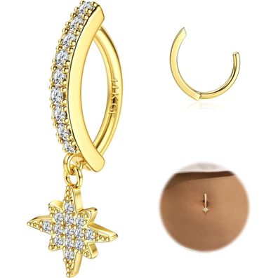 Bauchnabelpiercing Gold Zirkonia Perle Anhänger 14G Schmuck