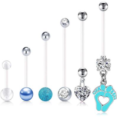 6stk Schwangerschaft Bauchnabelpiercing Nabelringe Bioflex Acryl