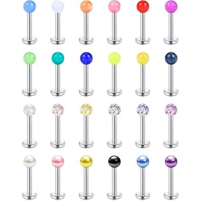 Lauritami 18stk Lippenpiercing Labret Chirurgenstahl 16G Conch Tragus 8mm