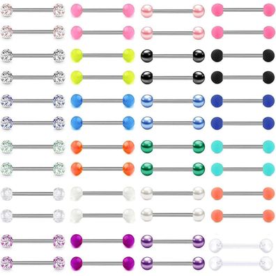 Lauritami 14G Nippelringe Zungenpiercing Acryl Piercing Set Glow-in-the-Dark