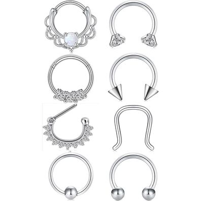 Lauritami Septum Nasenpiercing Chirurgenstahl 16G 8mm Hufeisen Piercing