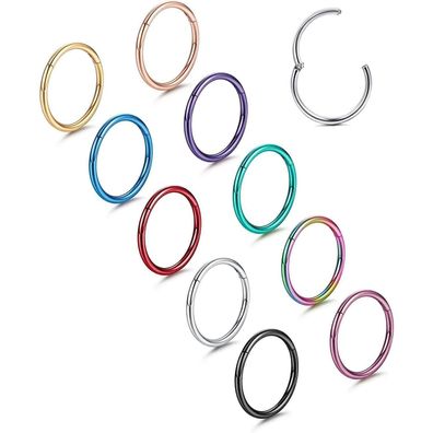 10 STK 316L Edelstahl Nasenring Septum Tragus Helix Piercing Set
