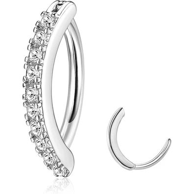 Edelstahl Bauchnabelpiercing CZ Opal Herzform Klicker 14G Frauen