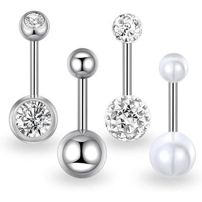 Bauchnabelpiercing Barbell Set 316L Chirurgenstahl 14G 10mm Zirkonia Herz