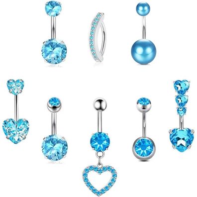 Bauchnabelpiercing Set 14G Chirurgenstahl CZ Herz Schmetterling Clicker Ring
