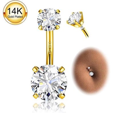 925 Silber Bauchnabelpiercing Gold Titan Chirurgenstahl Zirkonia 6/8/10/12mm