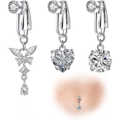 Moosono Fake Bauchnabelpiercing Belly Button Piercing Chirurgenstahl Clip