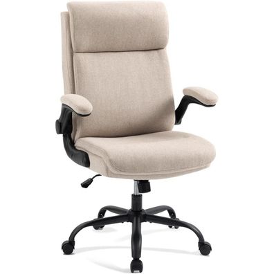 Ergonomischer Bürostuhl mit Rückenlehne Armlehne höhenverstellbar Beige