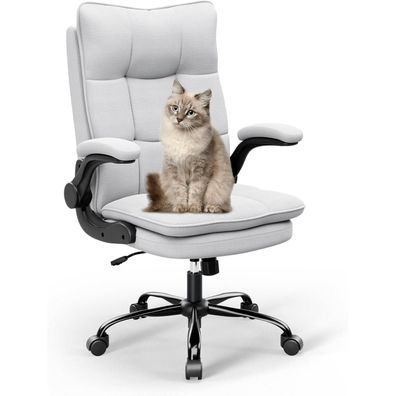 Ergonomischer Bürostuhl mit Wippfunktion und Armlehne, Grau 150 kg