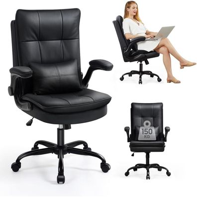 Bürostuhl Ergonomisch Schwarz 150 kg Belastbarkeit Wippfunktion