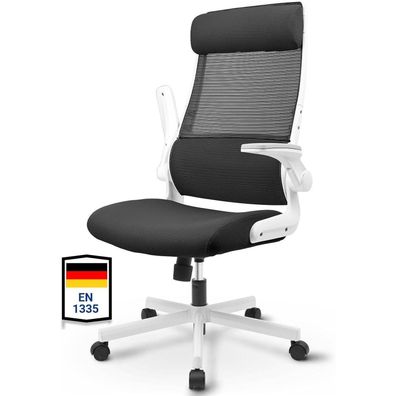 Ergonomischer Bürostuhl aus Mesh mit Klapparmlehnen - Schwarz