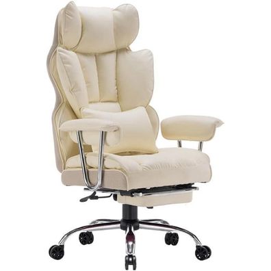 Efomao Bürostuhl Ergonomisch PU Leder Chefsessel 200 kg Beige