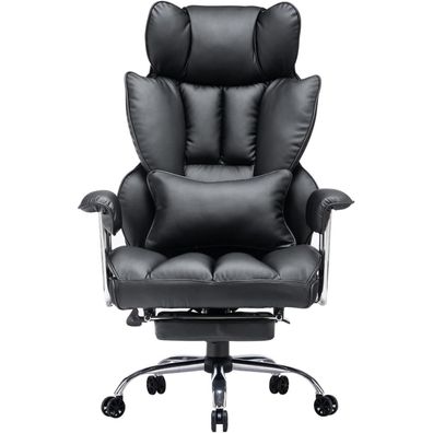 Efomao Bürostuhl ergonomisch PU Leder Stuhl 200 kg Fußstütze Lendenwirbelstütze