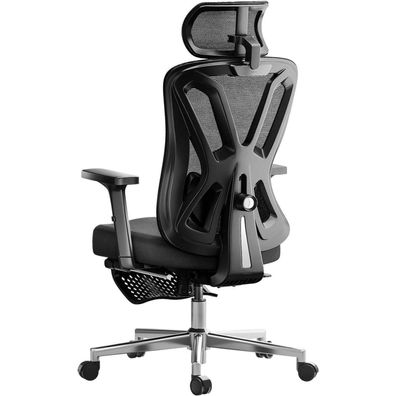 Ergonomischer Bürostuhl Lordosenstütze Sitzkissen Fußstütze schwarz
