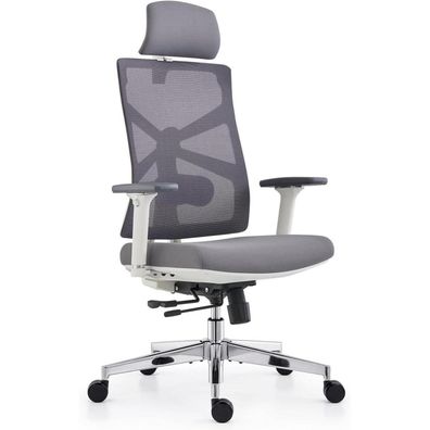 Ergonomischer Bürostuhl 4D Armlehnen, Weiß Mesh-Chefsessel