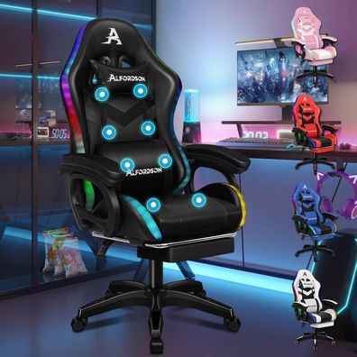Alfordson Gaming Stuhl mit Massage & RGB-Beleuchtung