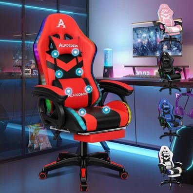 Alfordson Gaming Stuhl mit Massage & RGB-Beleuchtung