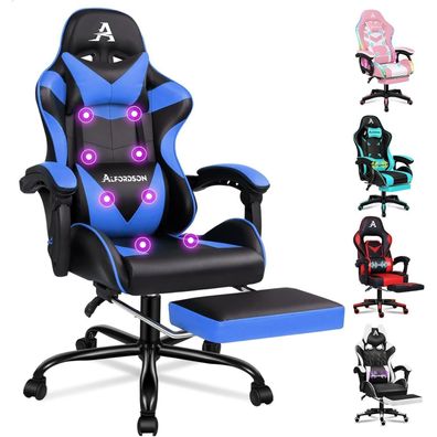 Gamingstuhl mit Massagefunktion, Fußstütze, 150° Neigung - Cyan Eryx
