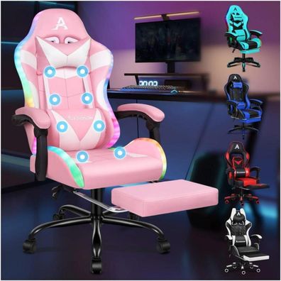 Alfordson Gaming-Stuhl Rosa Lyam mit LED