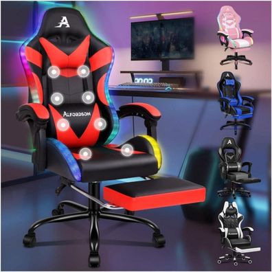 Alfordson Gaming-Stuhl Rot Lyam mit LED & Massage