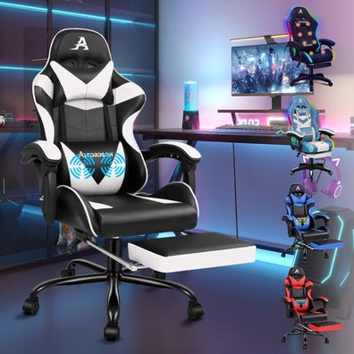 Massage Gaming Stuhl 150° Neigung ergonomischer Chefsessel Fußstütze