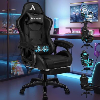 Alfordson Gaming-Stuhl Schwarz Xavier, mit Massage