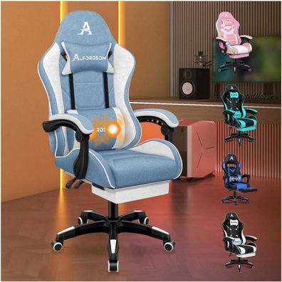 Gaming Stuhl Alfordson Racing Gamer mit Massage Lendenkissen Höhenverstellbar