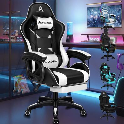 Alfordson Gaming-Stuhl Weiß Xavier, mit Massage