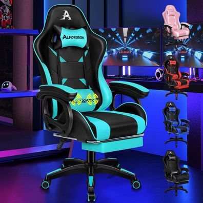 Alfordson Gamingstuhl mit Massage und Fußstütze