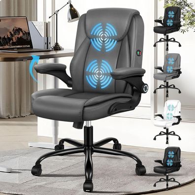 Alfordson Massage-Bürostuhl mit klappbaren Armlehnen, Grau
