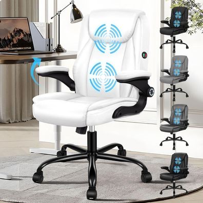 Alfordson Massage-Bürostuhl mit Armlehnen, weiß