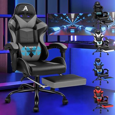 Alfordson Gaming-Stuhl 180 kg Grau in Lederoptik