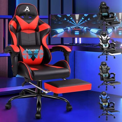 Gaming Stuhl Massage Racing Büro PU-Leder höhenverstellbar 180 kg Rot