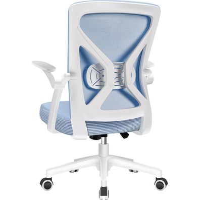 Ergonomischer Bürostuhl mit Lendenstütze Armlehnen Blau Wippfunktion