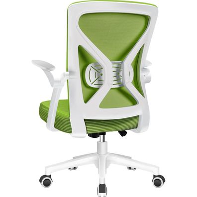Ergonomischer Bürostuhl mit Lendenstütze, Armlehnen, Wippfunktion, Grün