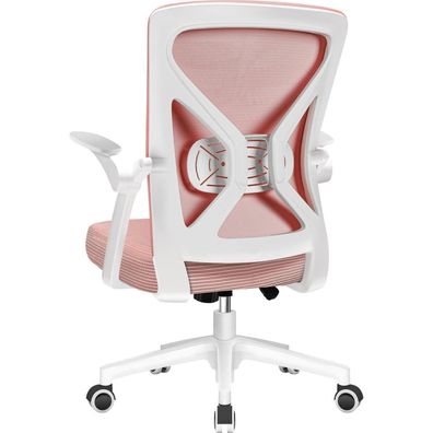 Ergonomischer Bürostuhl, Rosa, Lendenstütze, Armlehnen, Höhenverstellbar