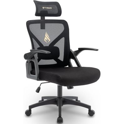 Ergonomischer Bürostuhl mit Kopfstütze, Armlehnen, Lordosenstütze, Wippfunktion